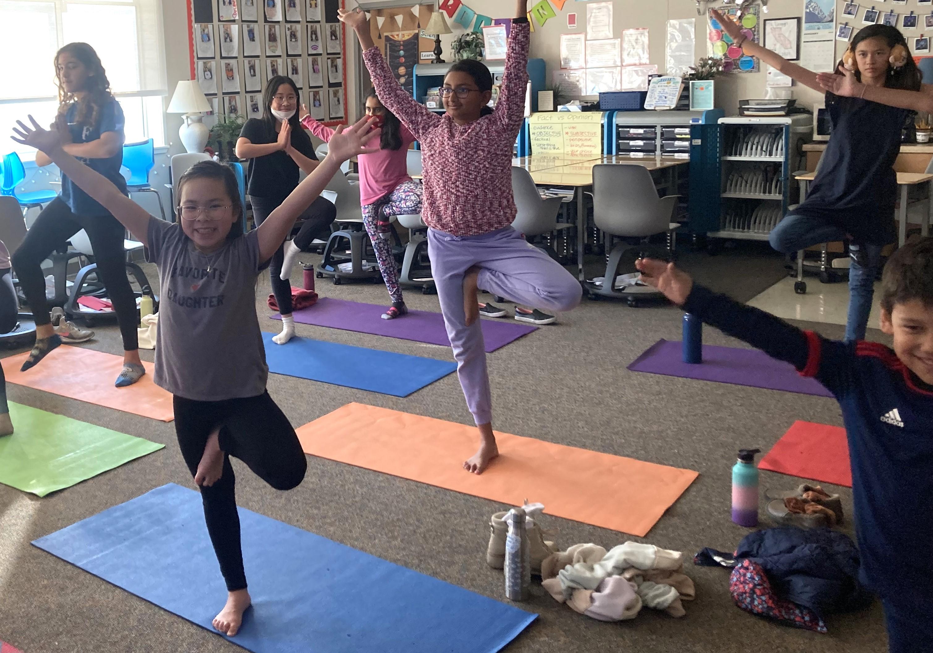 Yoga after school class at Green Elementary