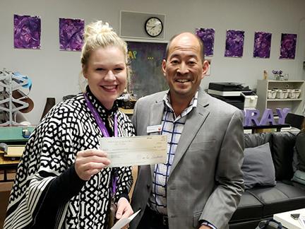 Murray Elementary Principal Meghan Boriskin with Michael Utsumi