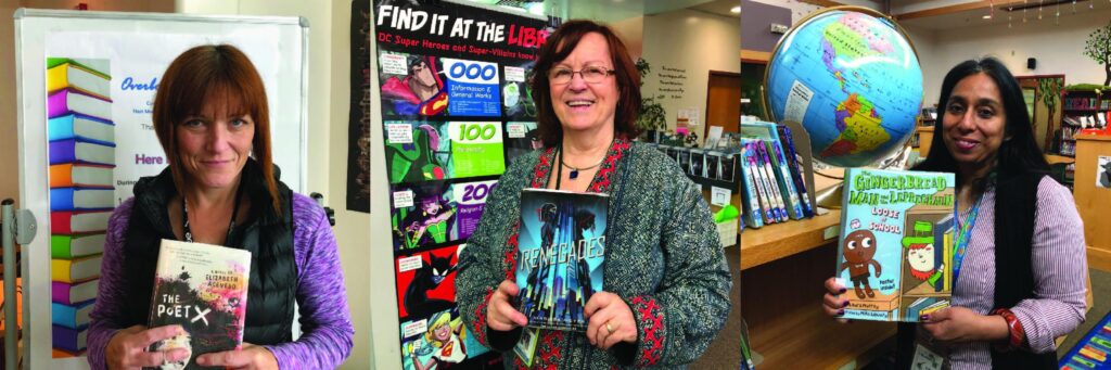 teachers with library books 